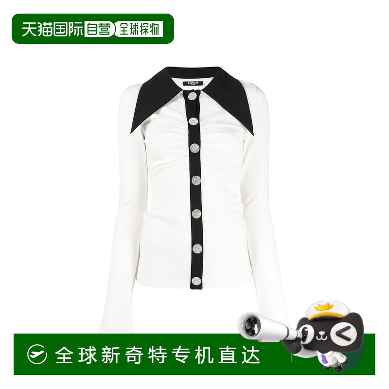 香港直邮Balmain 平纹针织衬衫效果 Polo 衫 BF0GD016JH30长袖
