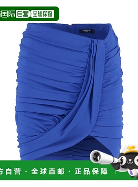 香港直邮BALMAIN 女士半身裙 AF1LB790JF316CH AW2023 蓝色短裙