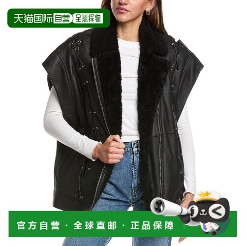 自营IRO Fjord皮革和羊毛夹克-黑色 美国奥莱直发