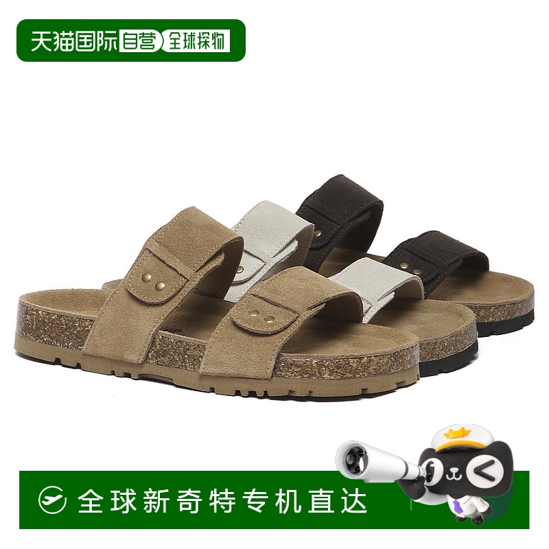 澳大利亚直邮EVERAU女士夏季新款软木绒面一字拖鞋厚底外穿休闲时