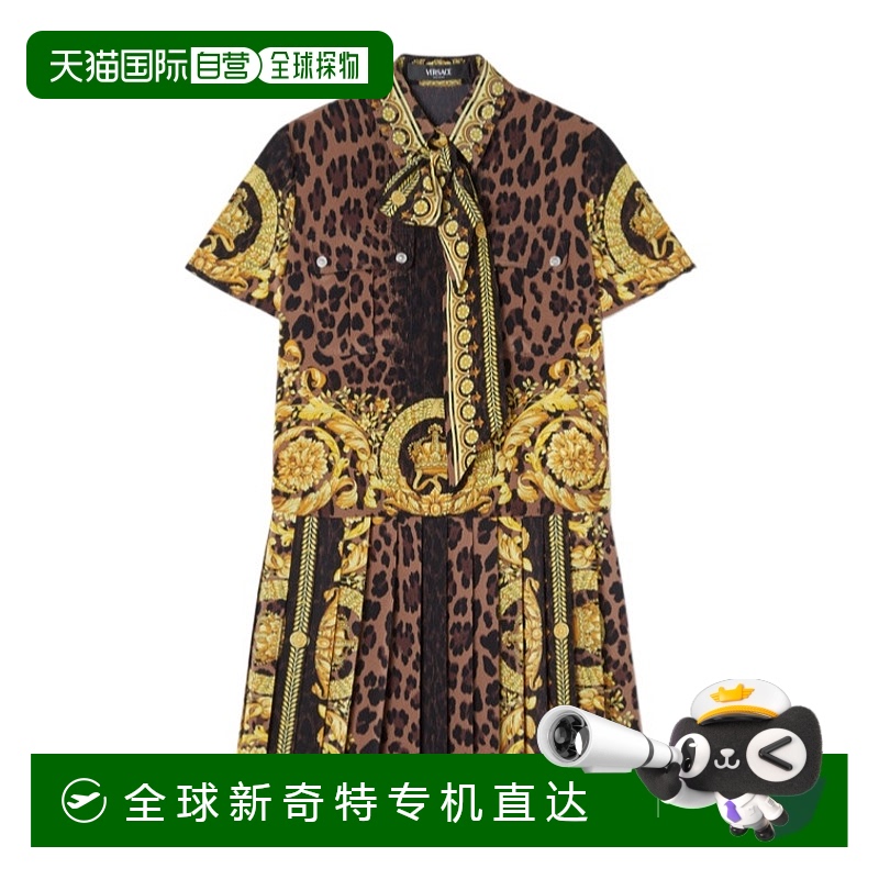 香港直邮Versace 褶皱迷你连衣裙 10164151A12322范思哲印花短袖