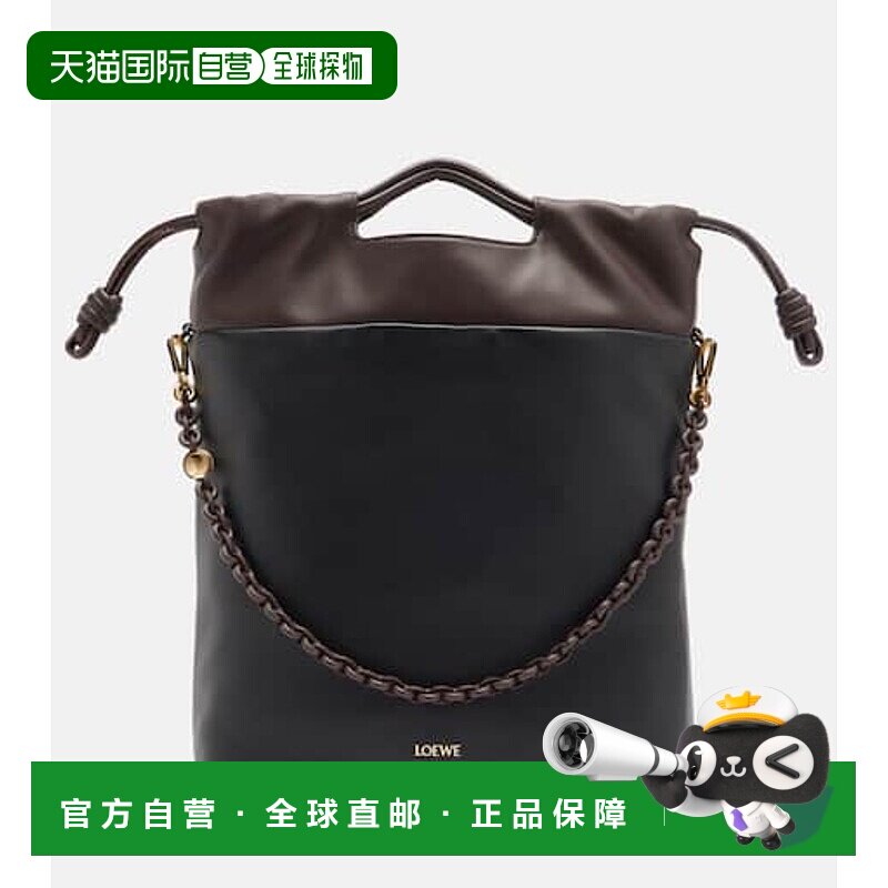 1h可退 香港直邮LOEWE 罗意威 女士 Flamenco 皮革手包 black黑色