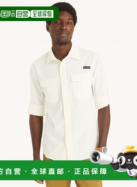 自营 Nautica男士Nautica Otf纽扣上衣50+衬衫-锡灰色 美国奥莱直