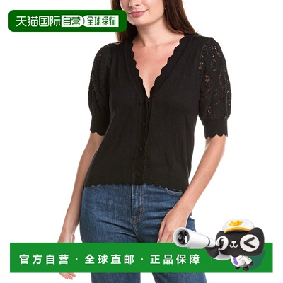 自营T Tahari Crochet Cardigan - black 美国奥莱直发