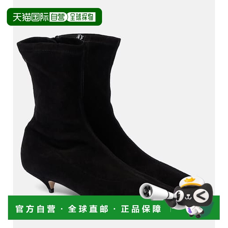 1h可退 香港直邮潮奢 The Row 女士 Liisa 绒面革短靴 black黑色