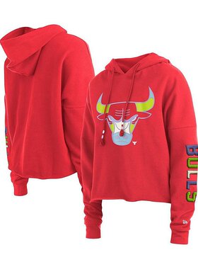 美国直邮New Era 女士红色芝加哥公牛队色彩包短款连帽卫衣