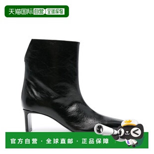 1h可退 香港直邮KHAITE 女士 方头短筒靴 F1100907 black黑色 舒