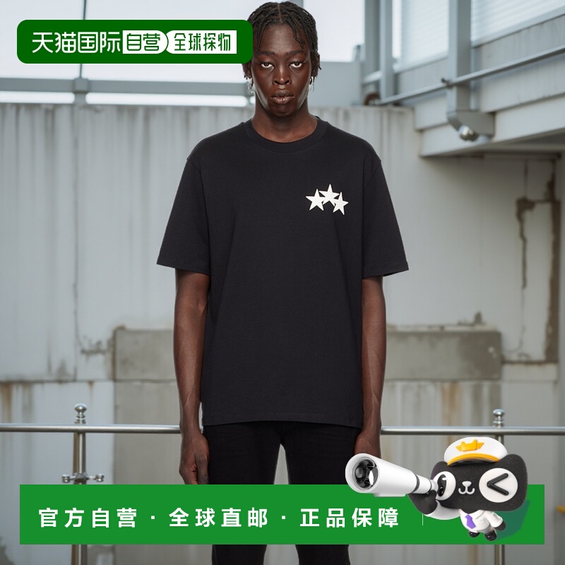 1h可退 香港直邮AMIRI 男士 黑色 Three Star T 恤 AMJYTE1148