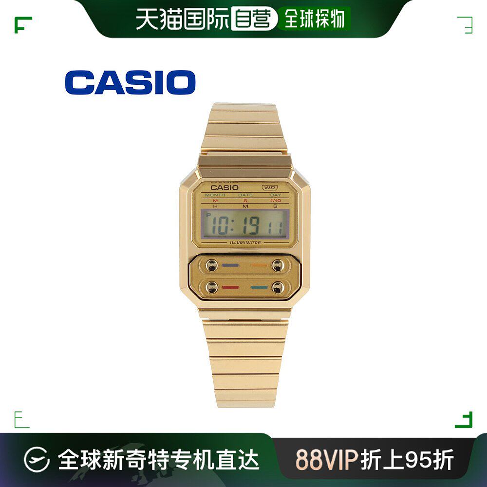 日本直邮casio卡西欧休闲电子手表quartz系列金色a100weg-9a