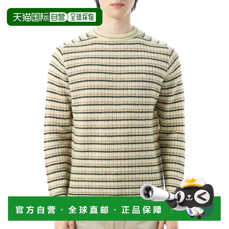 韩国直邮AURALEE 设得兰羊毛羊绒罗纹针织 P/O 象牙色条纹 (A25AP