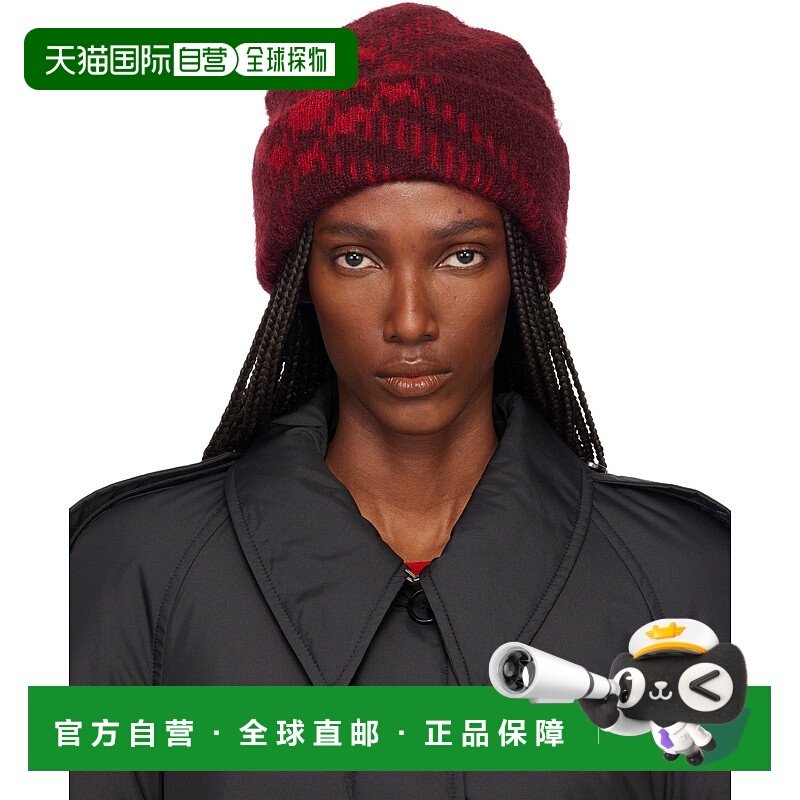 1h可退 香港直邮潮奢 Burberry 巴宝莉 女士 酒红色 Check Mohair