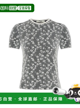 香港直邮FENDI 女士T恤 FZXD24ATPWF0GME SS2025 灰色 提花 T 恤