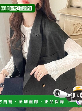 1h可退 日本直邮Classical Elf 女士侧开叉宽松双排扣马甲 ce1260