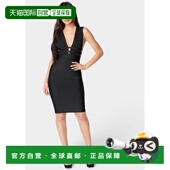 Women black Neck 自营Bebe Dress Plunge Bandage 美国奥莱