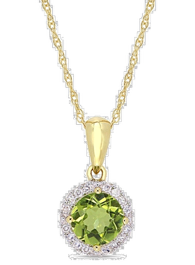 自营 Mimi & Max 7/8 克拉 TGW 橄榄石和 1/10 克拉 TDW 钻石光环