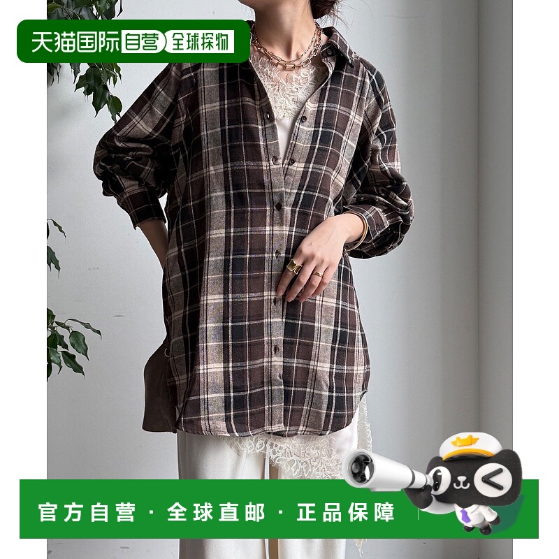 1h可退 日本直邮DouDou 女装 宽松版型 格纹衬衫 设计感长袖 DDZ1