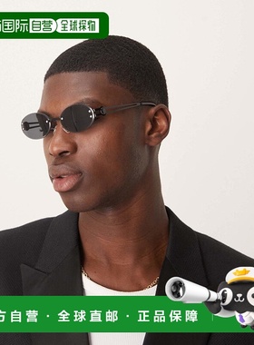 1h可退 香港直邮潮奢 ASOS 男士 设计椭圆形无框烟灰色镜片金属黑