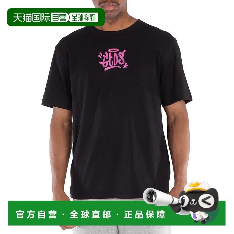 自营 GCDS黑色涂鸦印花棉T恤-黑色 美国奥莱直发短袖上衣