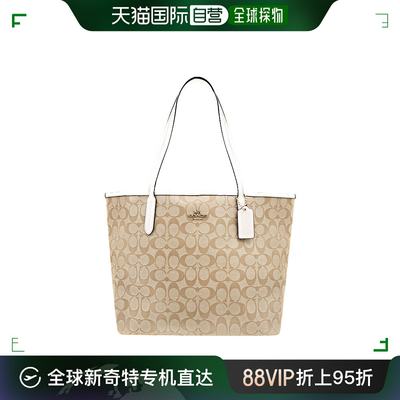 香港直邮COACH /蔻驰大号女士PVC配皮单肩手提托特包5696