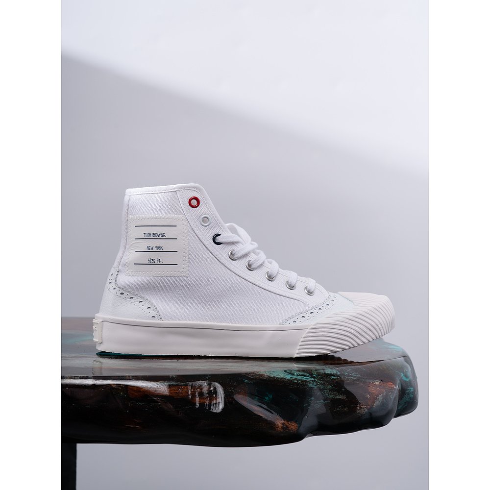 thom browne 白色高帮帆布鞋休闲运动鞋女款