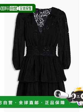 香港直邮Maje 女士 devore-chiffon 层叠迷你连衣裙 MFPCO00341BL