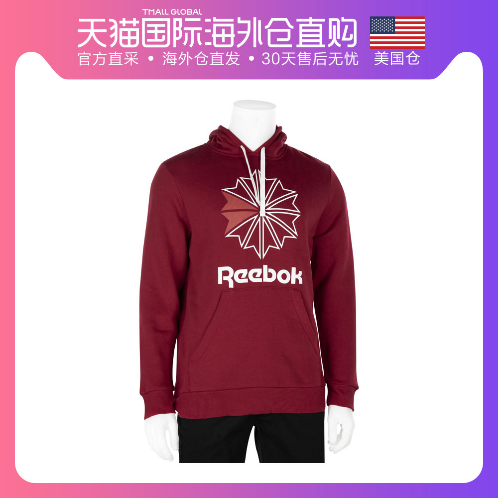 美国直发Reebok Classic Big Logo Hoodie 锐步男子时尚连帽卫衣