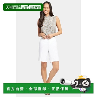 Women Linen Bermuda Stretch Shorts White 自营NYDJ Optic