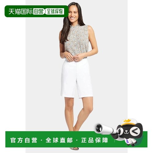 自营NYDJ Bermuda Shorts Women's Optic White Stretch Linen Bl