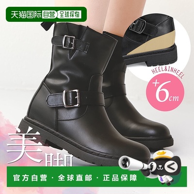 日本直邮工程师靴 短款 女士 短靴 后跟高 内跟 美腿 长腿 拉链