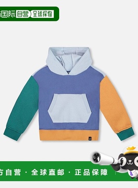 自营deux par deuxLong Sleeve Colorblocked Hooded Fleece Swea