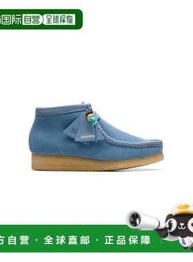 自营欧洲直邮Clarks Wallabee Boot女士蓝色绒面革休闲运动鞋
