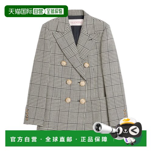 香港直邮VALENTINO 女士西服 BCE40090U0AN CO 灰色 千鸟格羊毛外