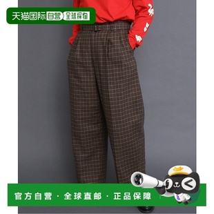 高腰格纹长裤 日本直邮I 宽松直筒 女装 1h可退 fact...