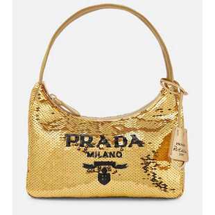 潮奢 Prada 普拉达 女士 Re-Edition 2000 迷你亮珠片肩包