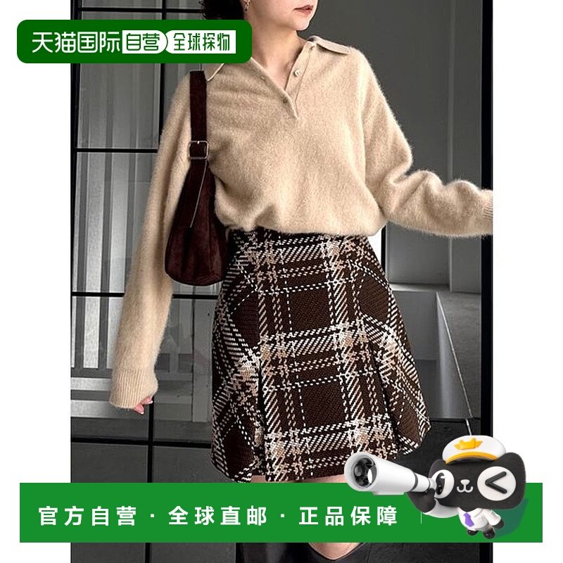 日本直邮SNIDEL 可持续罗纹格纹迷你短裙 [SN1728EW045322]