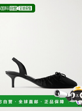 香港直邮Staud 女士 Alba 缩褶绸缎露跟浅口鞋 F25F6018STBLST