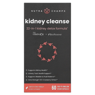 香港直邮NutraChamps,肾脏净化，60 粒易于吞咽的素食胶囊黄芪