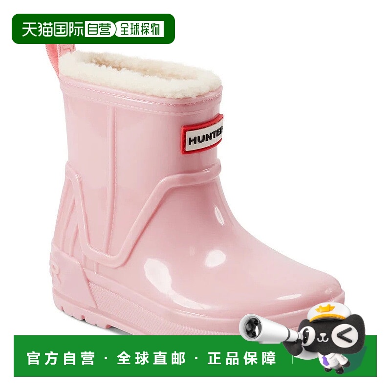 自营 Hunter Gracey儿童浅粉色防水绝缘拉式雨靴GBO402-粉红色 美