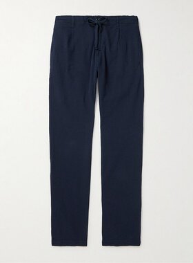 潮奢 Hartford 男士 Tanker 直筒褶裥棉质泡泡纱抽绳裤子 BB56117