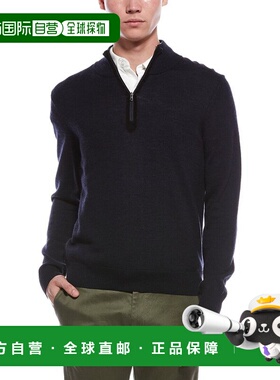 自营Bruno Magli Plaited 1/4-Zip Merino Wool Mock Neck Sweate