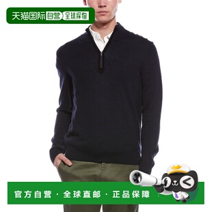 自营Bruno Magli Plaited 1/4-Zip Merino Wool Mock Neck Sweate