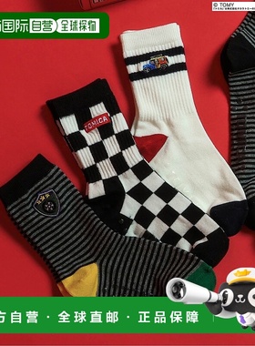 1h可退 日本直邮TOMICA×BREEZE 儿童刺绣图案袜子三双装 J354905