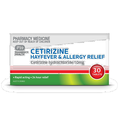 澳大利亚直邮Pharmacy Health西替利嗪片缓解皮肤过敏10mg30粒