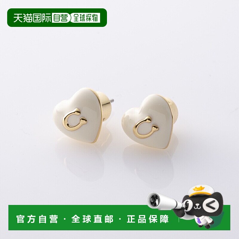 日本直邮Coach 树脂心形 C 形耳钉37422706GLD100