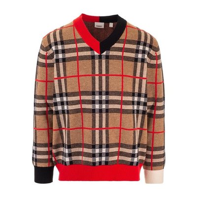 Burberry 蔡徐坤同款 格纹针织套衫 80236641