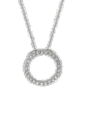 自营 Suzy Levian 14K 白金 .50 克拉钻石圆形吊坠 - 白色 美国奥