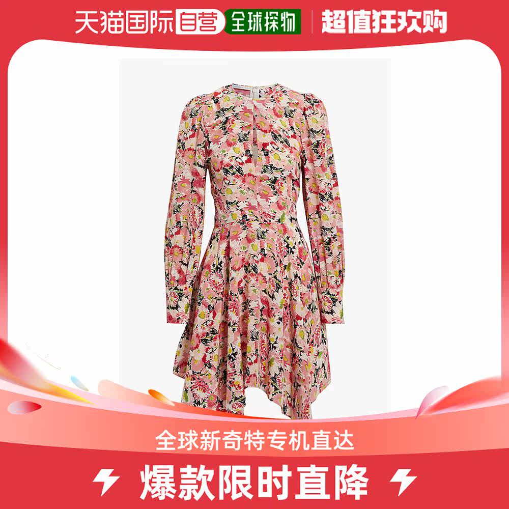 香港直邮潮奢 Stella Mccartney 女士不对称印花真丝雪纺连衣裙