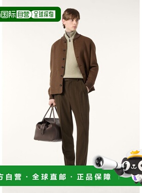 自营欧洲直邮Loro Piana 男士米绿色羊绒半拉链长袖婴儿毛衣