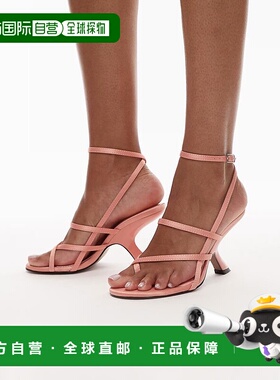 1h可退 香港直邮潮奢 Topshop 女士 靛蓝色缠带有角度鞋跟凉拖(pe