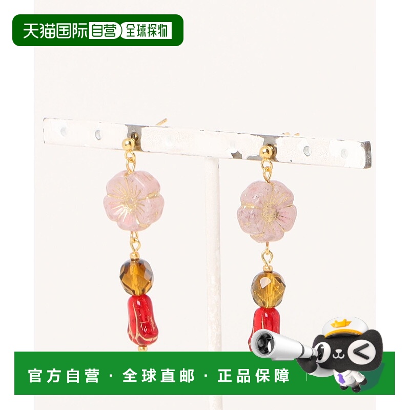 1h可退 日本直邮欧州航路 女士捷克玻璃花朵复古耳环 LECZ4809